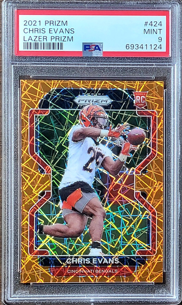 2021 CHRIS EVANS Panini ORANGE LAZER PRIZM PSA 9 Rookie RC #424 