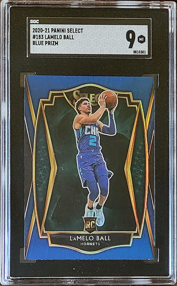 2020 LAMELO BALL Panini Select Premier Level BLUE Prizm SGC 9 Rookie RC #183