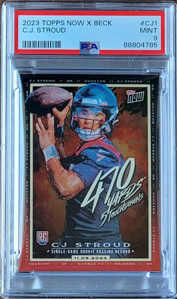 2023 CJ STROUD Topps Now X Beck Single Game Rookie Passing Yards PSA 9 RC #CJ1