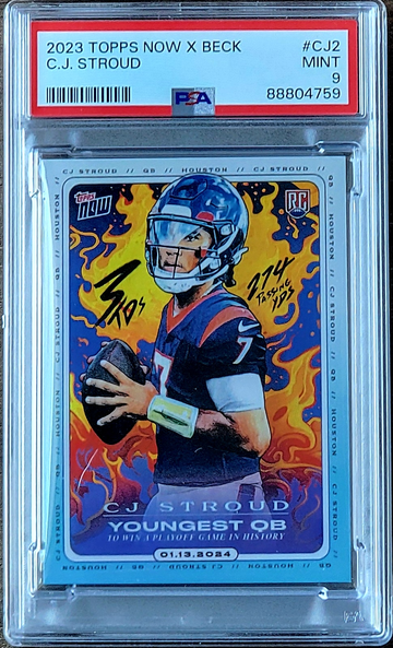 2023 CJ STROUD Topps Now X Beck Youngest QB To Win a Playoff Game Rookie PSA 9 RC #CJ2