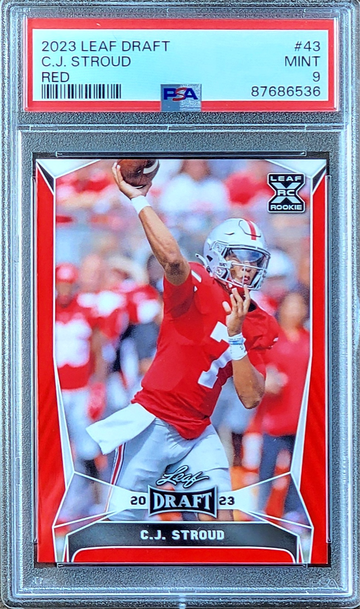 2023 SP CJ STROUD Leaf Draft COLOR MATCH RED PARALLEL PSA 9 POP 5 Rookie RC #43