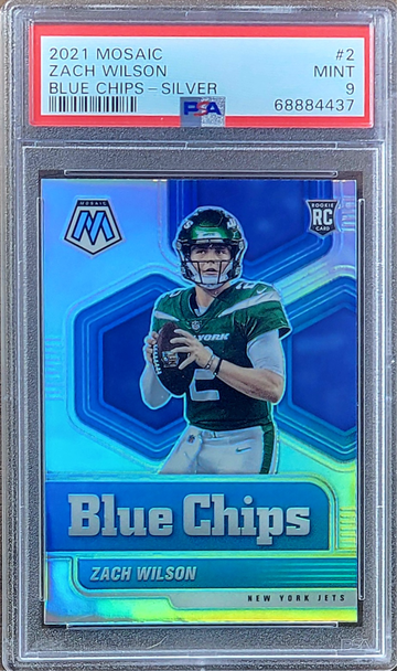 2021 ZACH WILSON Panini SILVER PRIZM Blue Chips Mosaic PSA 9 Rookie RC #2