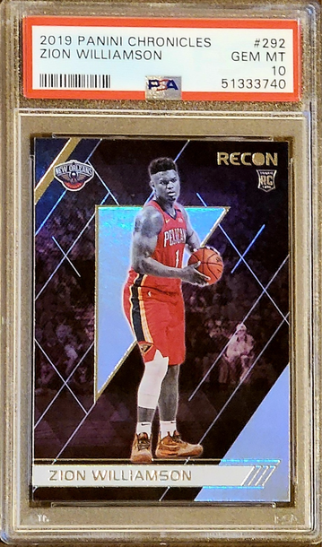 2019-20 ZION WILLIAMSON Panini Chronicles Red Jersey RECON PSA 10 Rookie RC #292