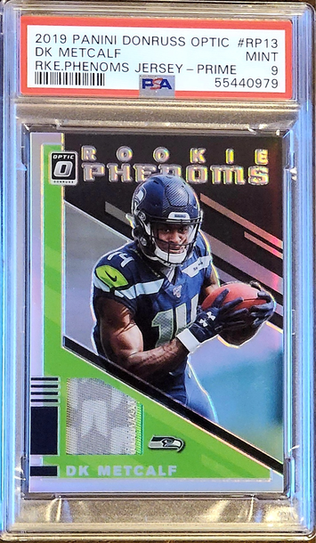 2019 DK METCALF /50 Donruss Optic Rookie Phenoms 2 Color Jersey PRIME PRIZM PSA 9 Rookie