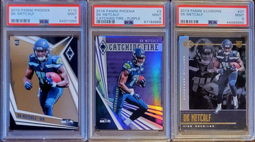 2019 DK METCALF /149 Panini Phoenix "Catching Fire" PURPLE PRIZM PSA 9 Rookie Bundle Lot