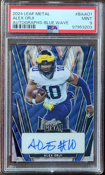 2024 ALEX ORJI SSP 1/6 Leaf Metal BLUE WAVE PRIZM AUTO AUTOGRAPH PSA 9 Rookie #BAAO1