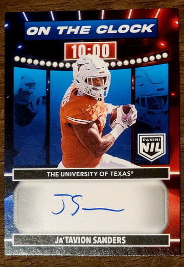 2024 JA'TAVION SANDERS Panini Prestige NIL On the Clock ON CARD AUTO Rookie RC 