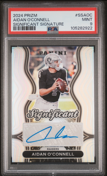 2024 AIDAN O'CONNELL Panini AUTO SILVER Prizm SIGNIFICANT SIGNATURES PSA 9 Rookie SSAOC 