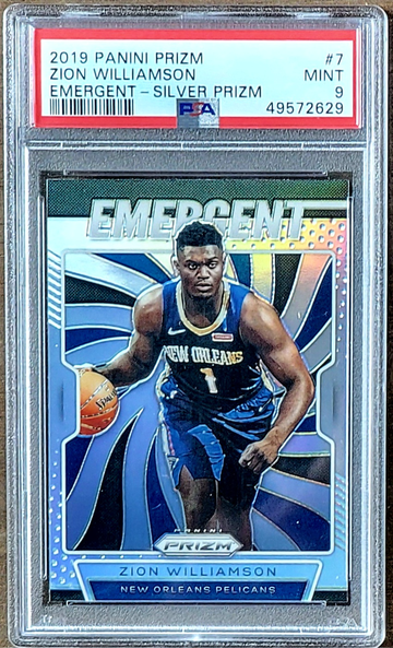 2019 ZION WILLIAMSON Panini HOLO SILVER Prizm PSA 9 Rookie RC #7 Emergent Insert