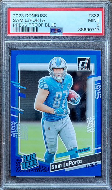 2023 SAM LAPORTA Panini Donruss COLOR MATCH PRESS PROOF BLUE Rated Rookie PSA 9