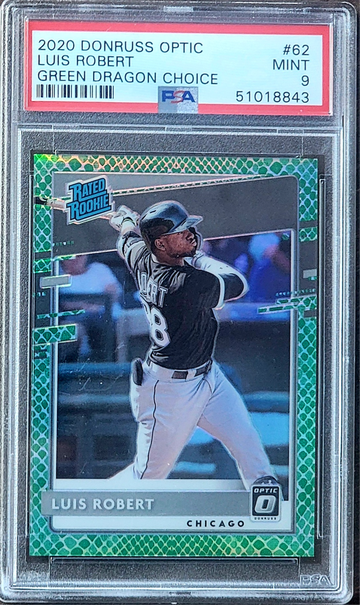 2020 LUIS ROBERT JR Panini Donruss Optic GREEN DRAGON CHOICE PRIZM 48/84 PSA 9 POP 15 Rookie RC #62 