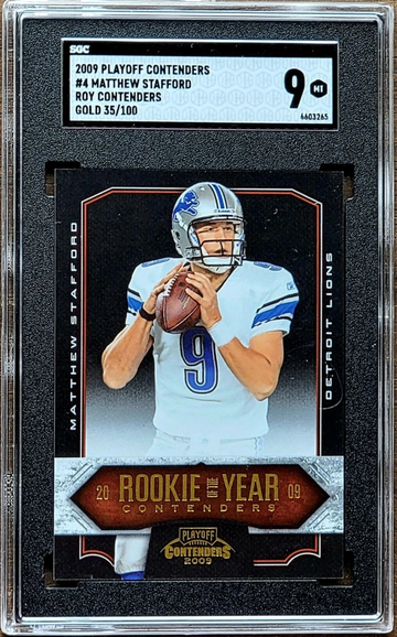2009 SP MATTHEW STAFFORD /100 Panini Playoff GOLD ROY Contenders SGC 9 Rookie RC #4