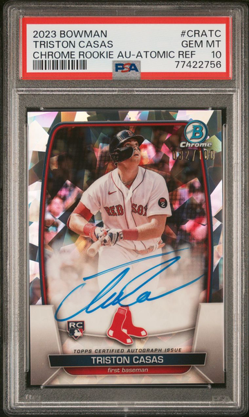 2023 Bowman Triston Casas Chrome Rookie Autographs Atomic Refractor PSA 10
