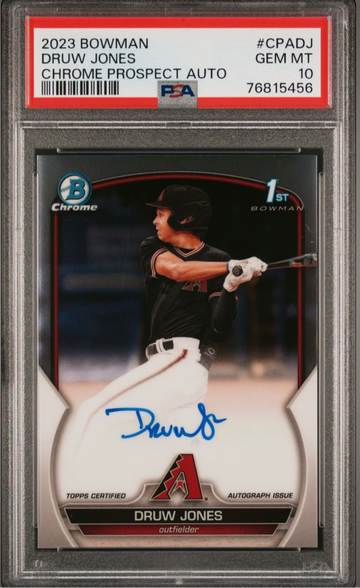 2023 Bowman Chrome Druw Jones Prospect Auto Autograph PSA 10