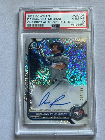 2022 Bowman Damiano Palmegiani 1st Chrome Speckle Refractor Auto /299 PSA 10