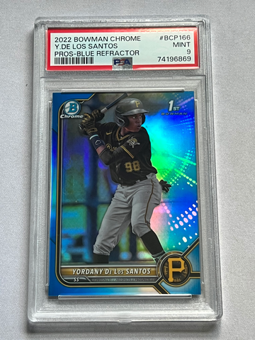 2022 Bowman Chrome Yordany De Los Santos 1st Chrome Blue Refractor /150 PSA 9