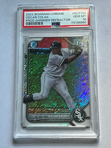 2022 Bowman Chrome Oscar Colas 1st Chrome Shimmer Refractor PSA 10
