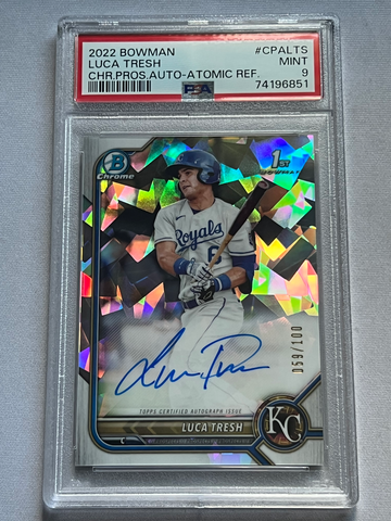 2022 Bowman Luca Tresh 1st Chrome Atomic Refractor Autograph /100 PSA 9