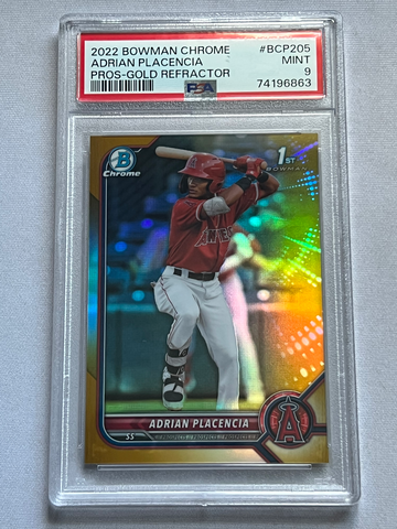 2022 Bowman Chrome Adrian Placencia 1st Chrome Gold Refractor /50 PSA 9