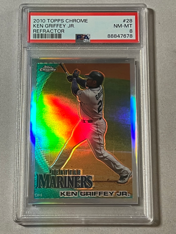 2010 Topps Chrome Ken Griffey Jr. Refractor #28 PSA 8 NM-MT