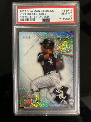 2021 Bowman Sterling  Yoelqui Cespedes Prospect Speckle Parallel #24/99 PSA 10