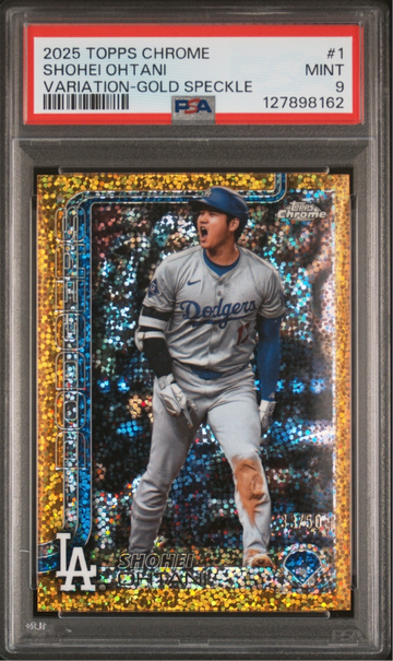 2025 Topps Chrome Shohei Ohtani Gold Variation Speckle Refractor /50! PSA 9! 3x MVP! 