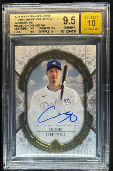 2024 Topps Transcendent Shohei Ohtani On-Card Auto /25! BGS 9.5/10! 1st year dodgers! 
