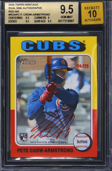 2024 Topps Heritage Pete-Crow Armstrong Red-Ink Auto! BGS 9.5/10! 