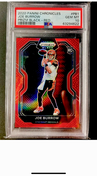 2020 Panini Chronicles Prizm Black Joe Burrow Red Gem Mint PSA 10  