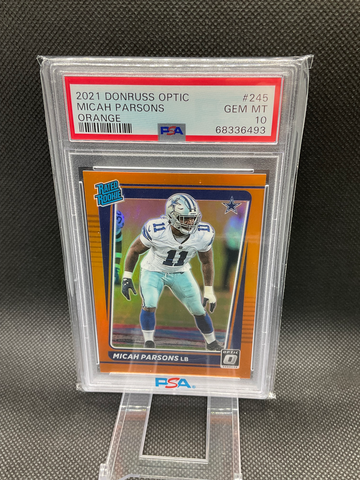 2021 Panini Donruss Optic Micah Parsons Orange Holo RC /199 Gem Mint PSA 10