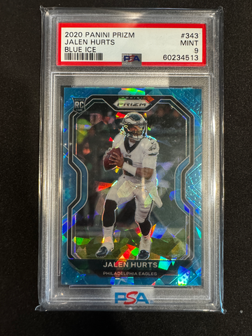 2020 panini Prizm jalen hurts blue ice /99 psa 9 RARE! EAGLES!