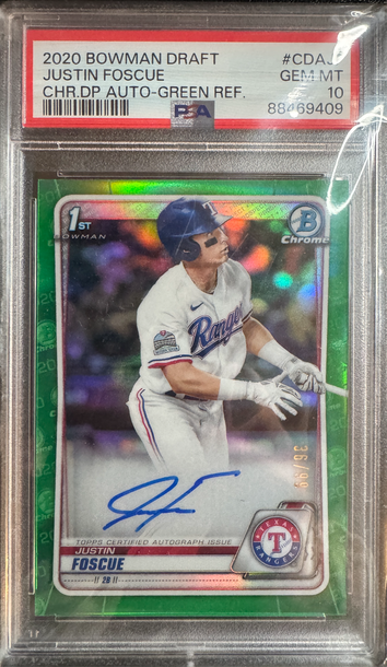 2020 Bowman Draft Justin Foscue Green 1st Auto PSA 10