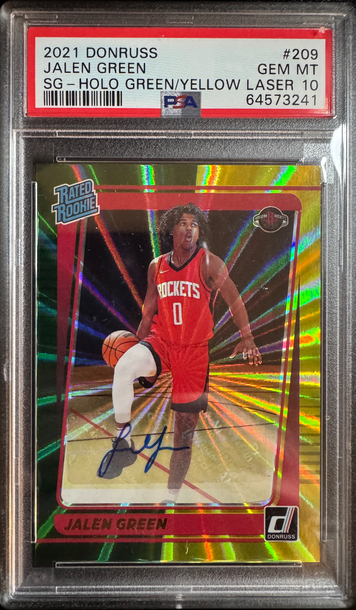 2021 Jalen Green, Green Yellow Laser Auto PSA 10