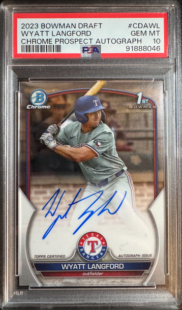 2023 Bowman Draft Wyatt Langford 1st Auto PSA 10