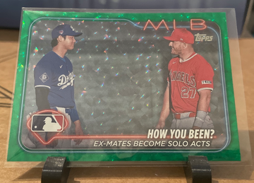 2024 Topps Update Veteran Combos Shohei Ohtani Mike Trout Green Crackle Foil #'d/499 #US76 Parallel