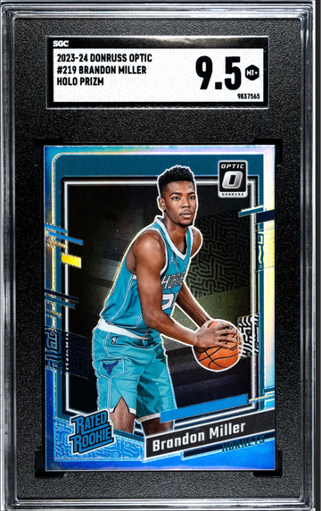 Brandon Miller 2023-24 Donruss Optic Holo Prizm Rookie Card RC #219 SGC 9.5 Low Pop