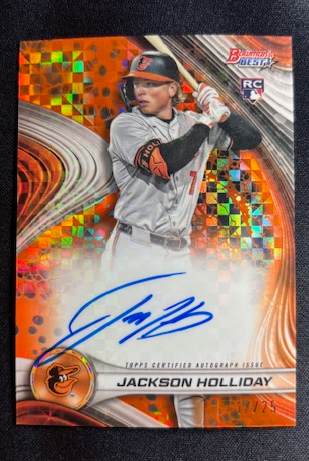 2024 Jackson Holliday Bowman's Best Orange Refractor Rookie Auto /25