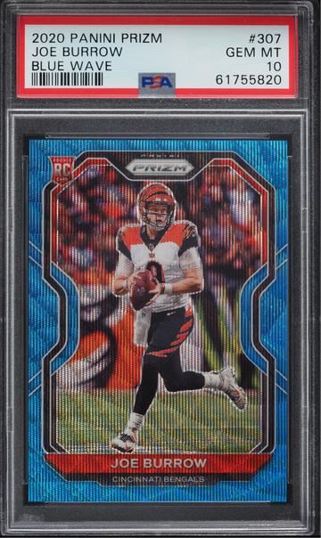 2020 Panini Prizm Blue Wave Joe Burrow /199 Rookie PSA 10 Gem Mint