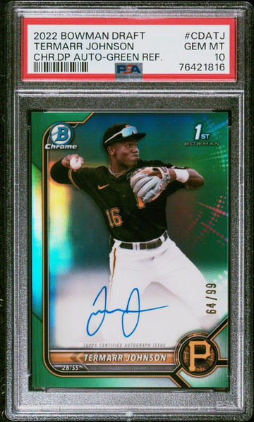 2022 Bowman Draft Termarr Johnson Auto Green Refractor /99 PSA 10