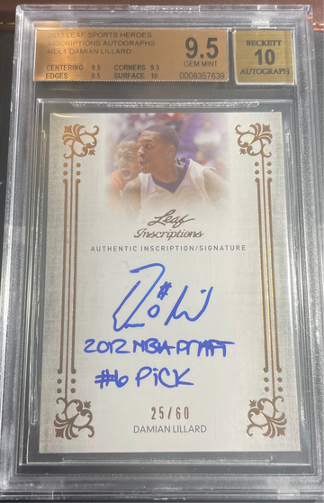 2013 Leaf Heroes Inscriptions /60 Damian Lillard Rookie Auto RC BGS 9.5 10