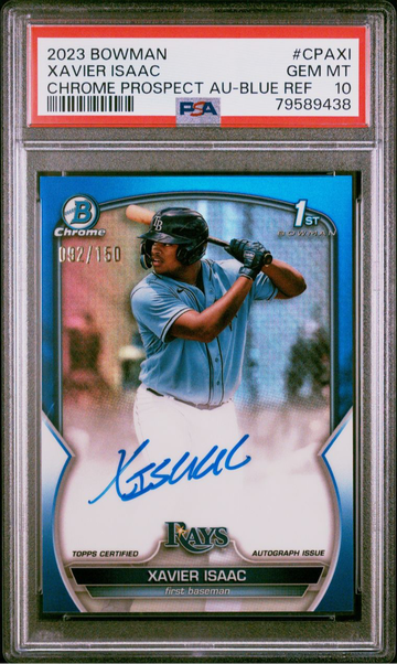 2023 Bowman Chrome Xavier Isaac Blue Refractor Auto #/150 PSA 10