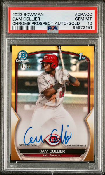 2023 Bowman Chrome Cam Collier Gold Refractor Auto #/50 PSA 10