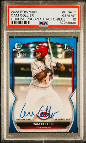 2023 Bowman Chrome Cam Collier Blue Refractor Auto #/150 PSA 10