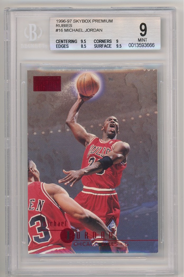1996 Skybox Premium RUBIES #16 MICHAEL JORDAN BGS 9 (POP 34) SCARCE!