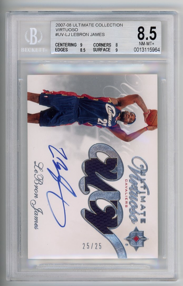 2007 Ultimate Collection Virtuoso LEBRON JAMES Game Used Patch Auto BGS 8.5 POP 8 Only 3 Graded Higher #25/25 (eBay 1/1)