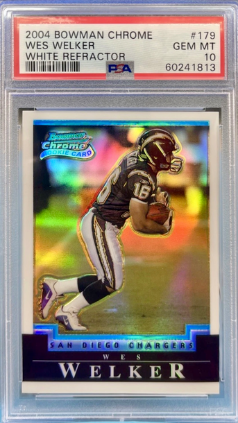 2004 Bowman Chrome Wes Welker White Refractor #179 PSA 10 GEM MINT Pats RC /299