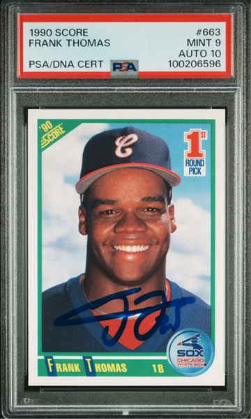 1990 Score #663 Frank Thomas RC HOF – PSA 9 | DNA Auto 10 | Bold On-Card Signature