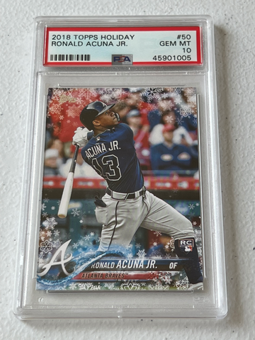 RONALD ACUNA JR. - 2018 Topps Walmart Holiday Snowflake RC #HMW50 - PSA 10 GEM MINT