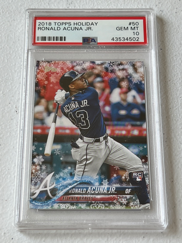 RONALD ACUNA JR. - 2018 Topps Walmart Holiday Snowflake RC #HMW50 - PSA 10 GEM MINT