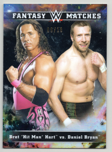 2020 Topps Chrome WWE Fantasy Matches BLACK Refractor /10 Bret Hart Daniel Bryan